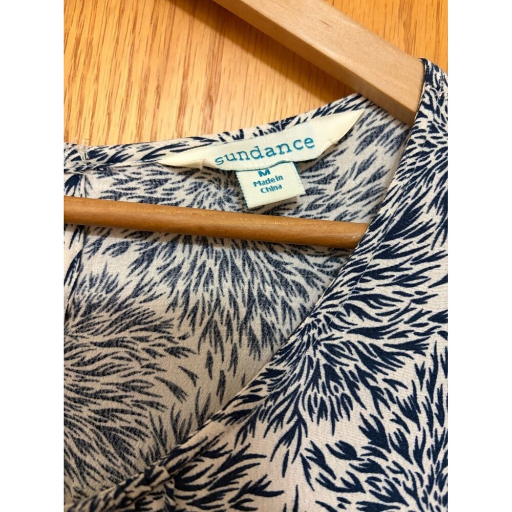 Sundance cream blue floral patterned short sleeve tiered midi dress Matilda Med - Picture 2 of 6